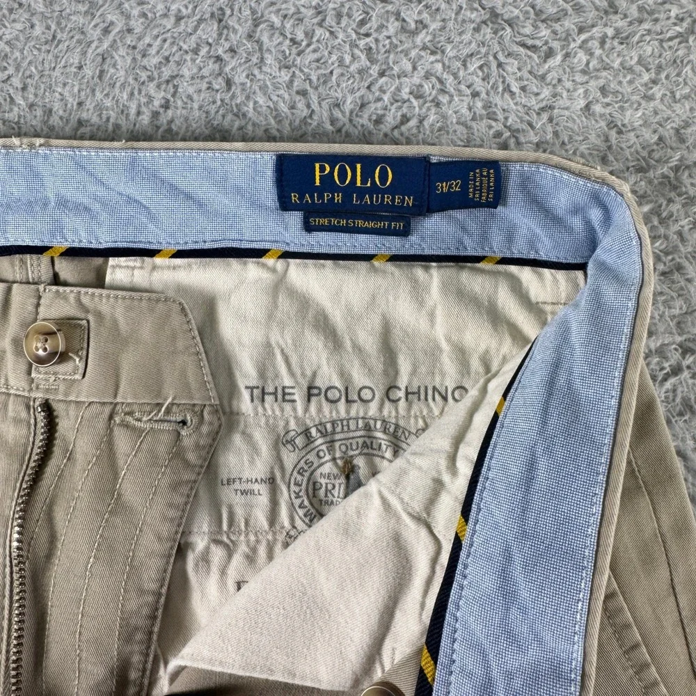 Polo Ralph Lauren Mens Straight Fit Chino Pants Khaki Beige 31x32